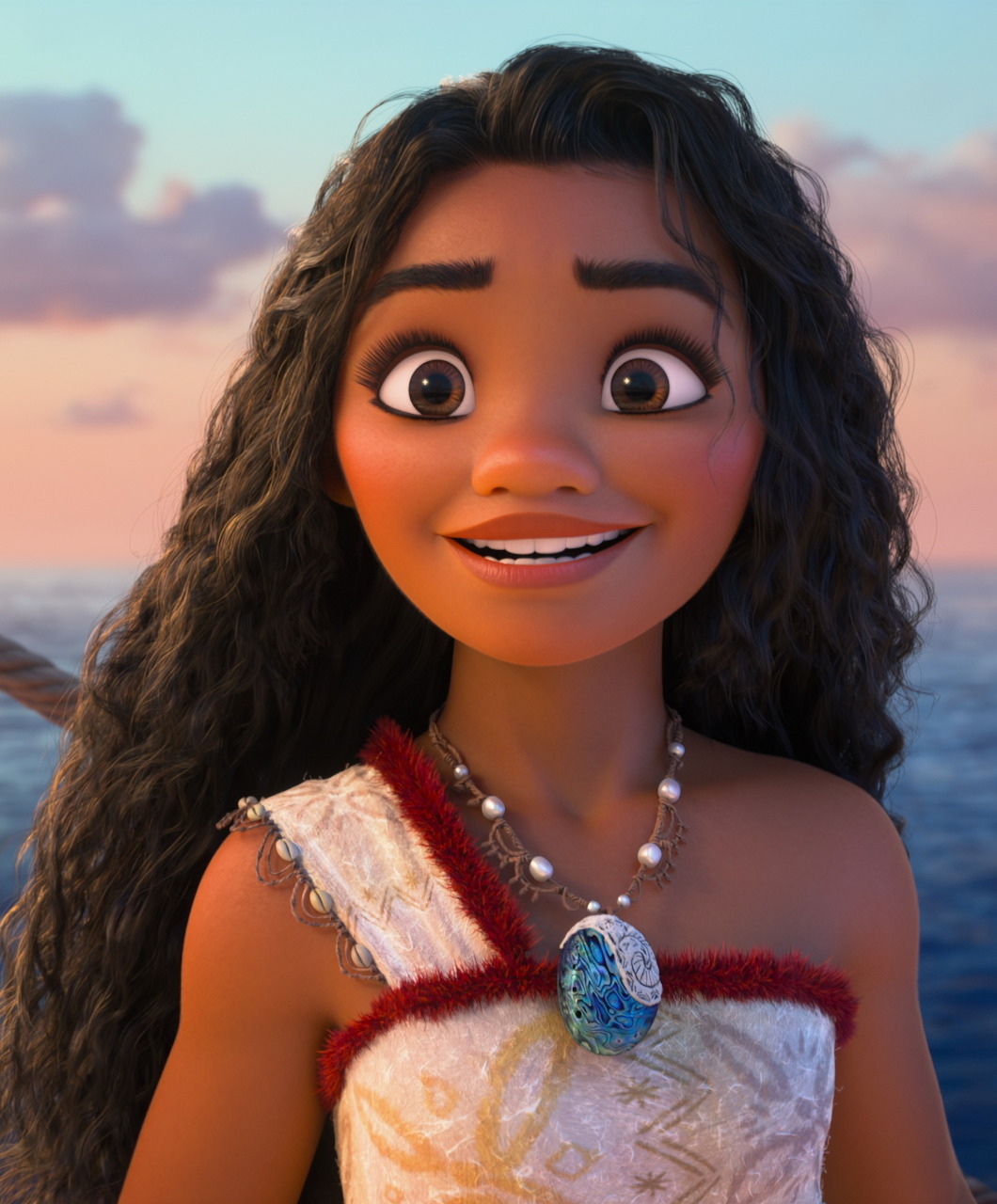 Moana character with tropical ocean background