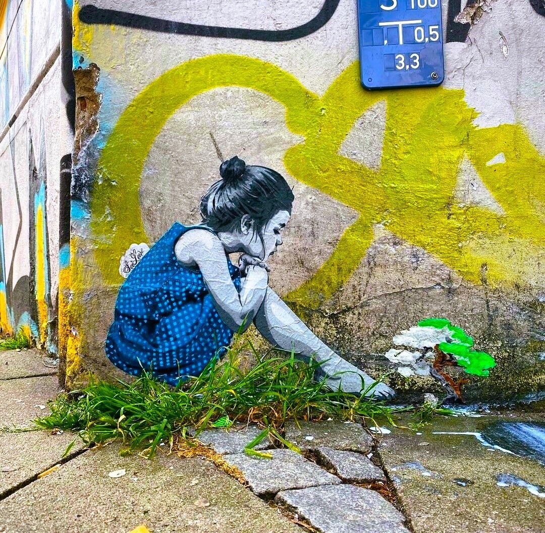 Girl with Black Bun Street Art