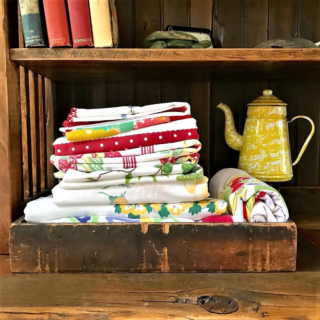 Vintage Linens Shelf