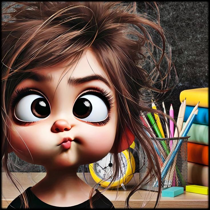 Girl Artist with Big Eyes