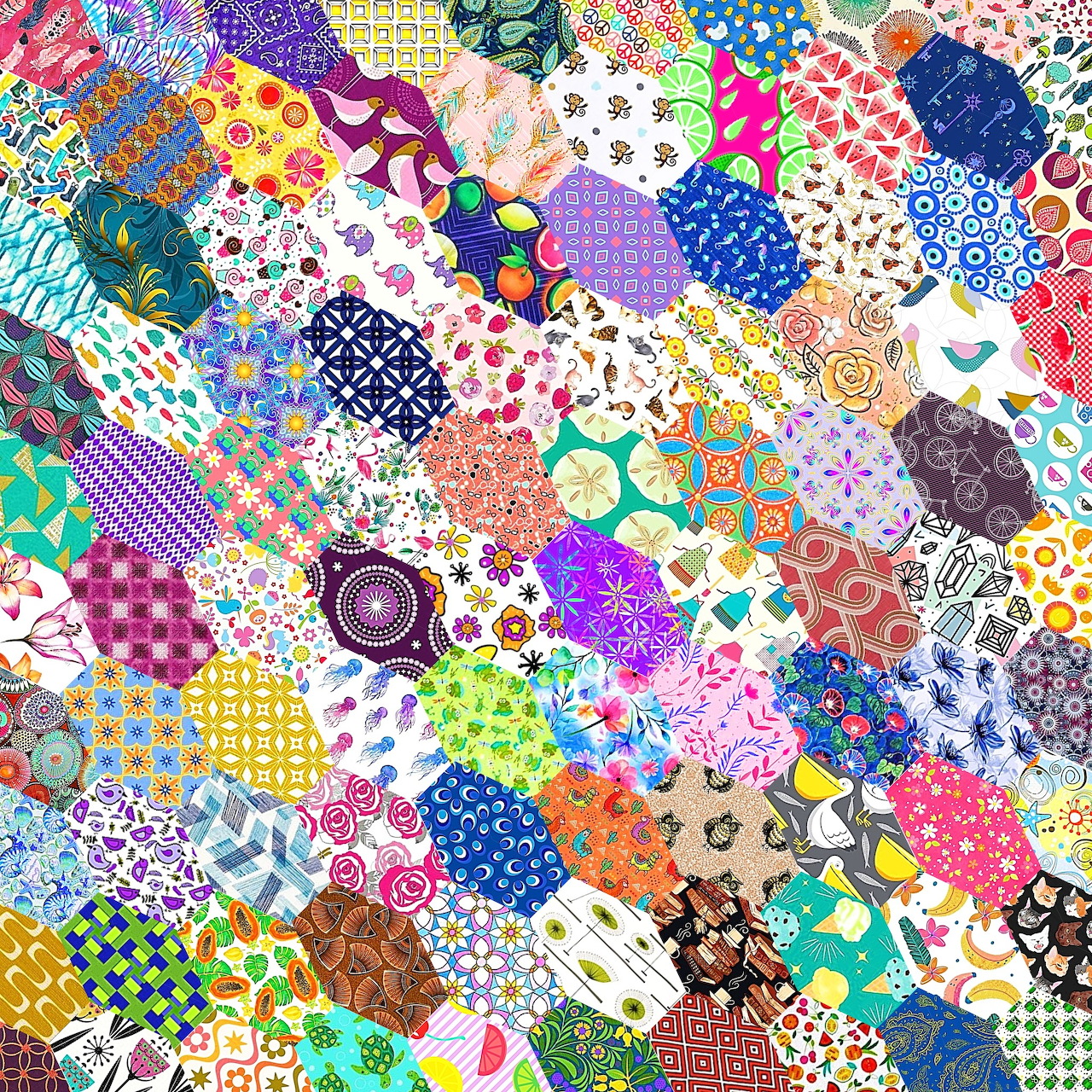 Colorful Hexagonal Patchwork Quilt