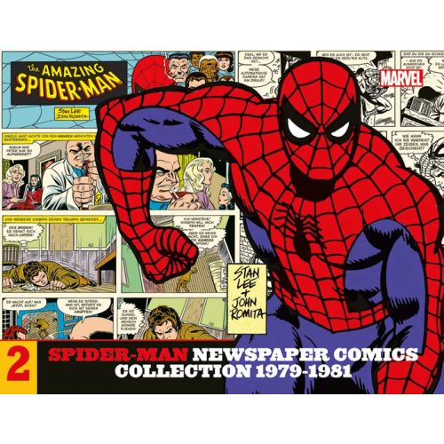 Spider-Man comic artwork with the superhero in front of a collage of vintage comic panels