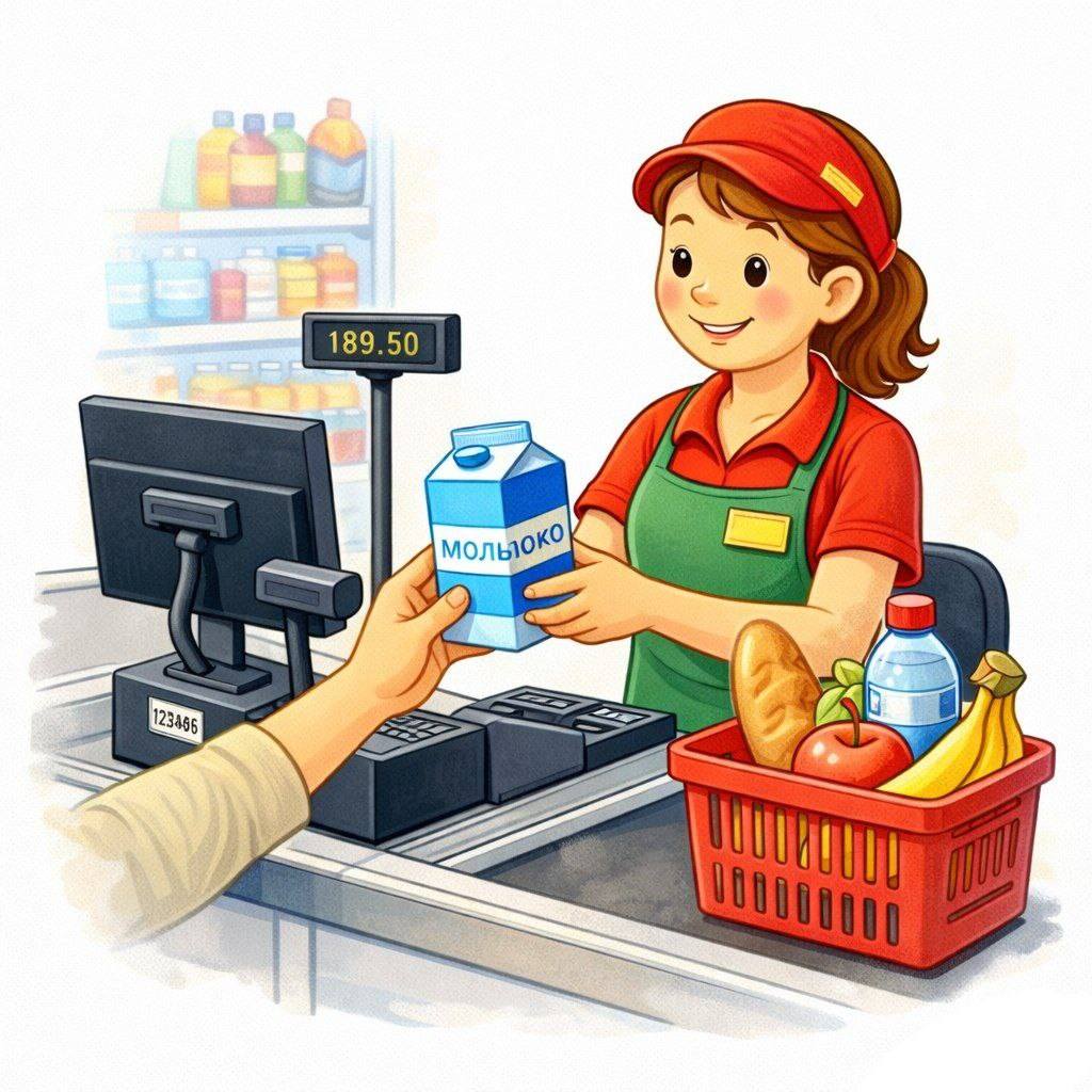 Cartoon Cashier Checkout