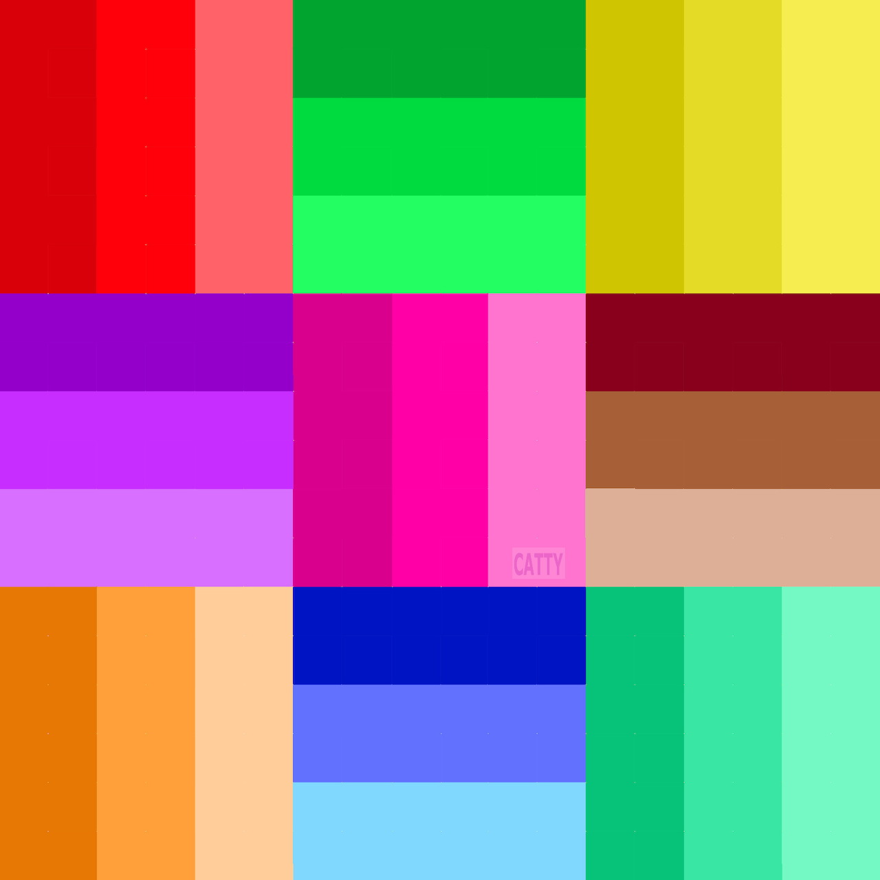 Grid pattern of solid color blocks in rainbow hues