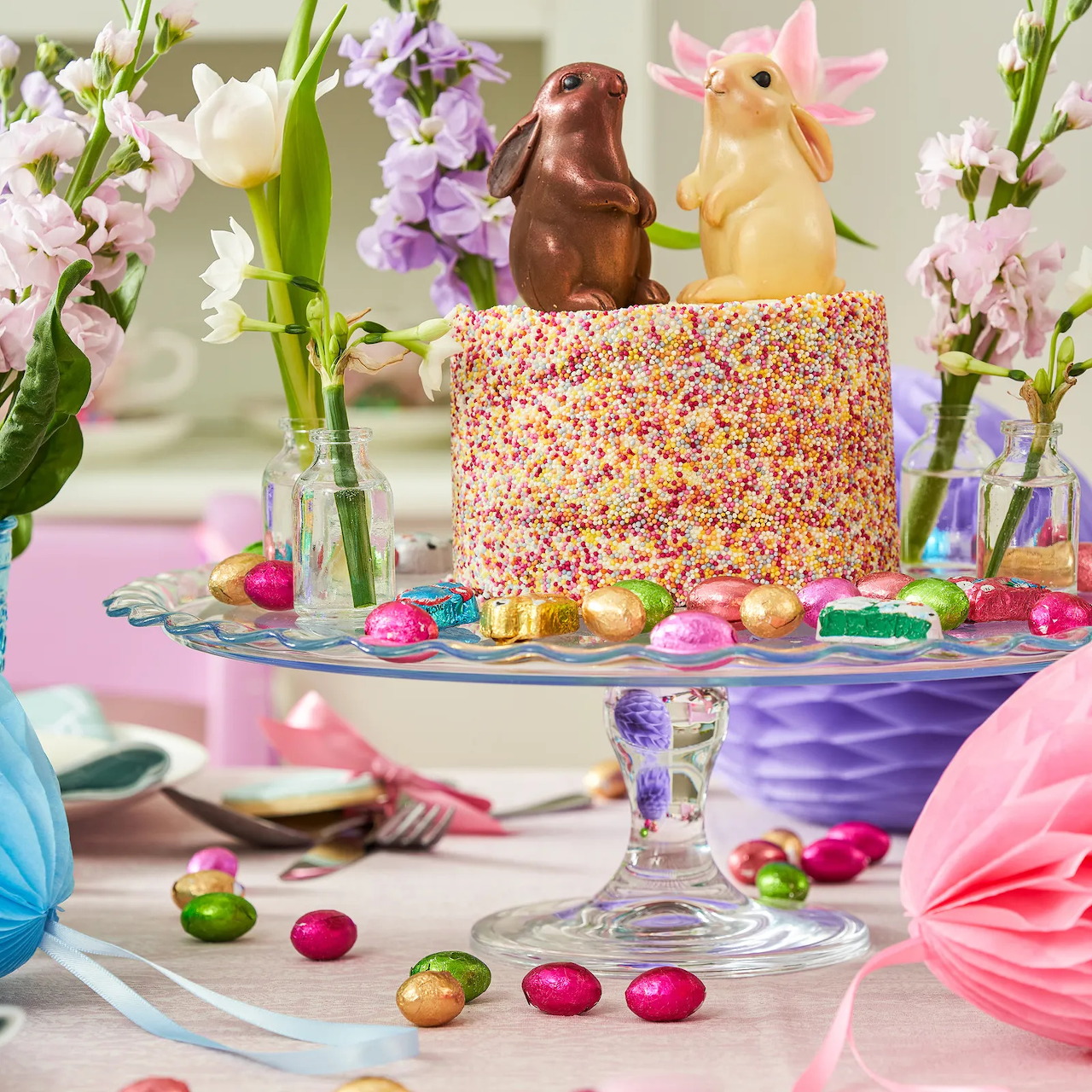 Easter Cake with Chocolate Bunnies