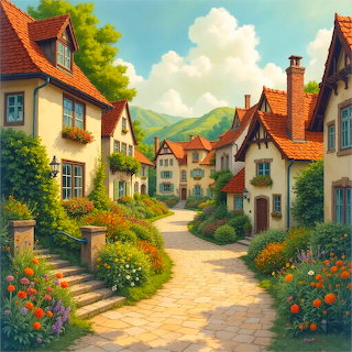 Charming European Village Street