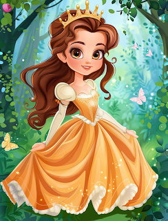 Cartoon Princess in Forest