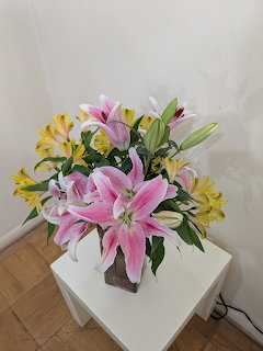 Lilies and Yellow Alstroemeria Bouquet