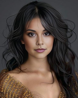 Woman with Dark Wavy Hair