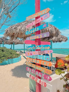 Colorful Beach Direction Sign