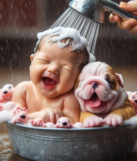 Baby and Puppy Bath