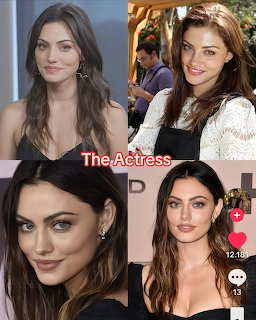 Collage of six photos of a brunette actress at various events and photoshoots