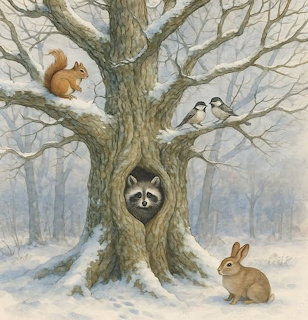 Forest Animals Winter Tree