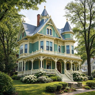 Victorian Mansion with Turrets