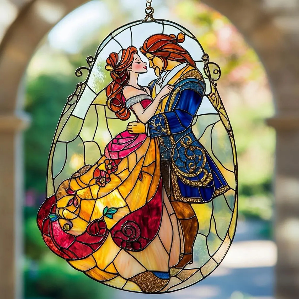 Beauty and the Beast Stained Glass