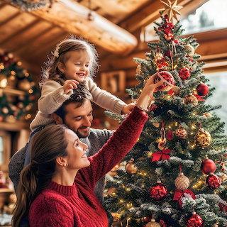 Family Decorating Christmas Tree