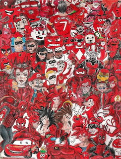 Red Character Collage