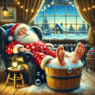 Santa Relaxing by Winter Window