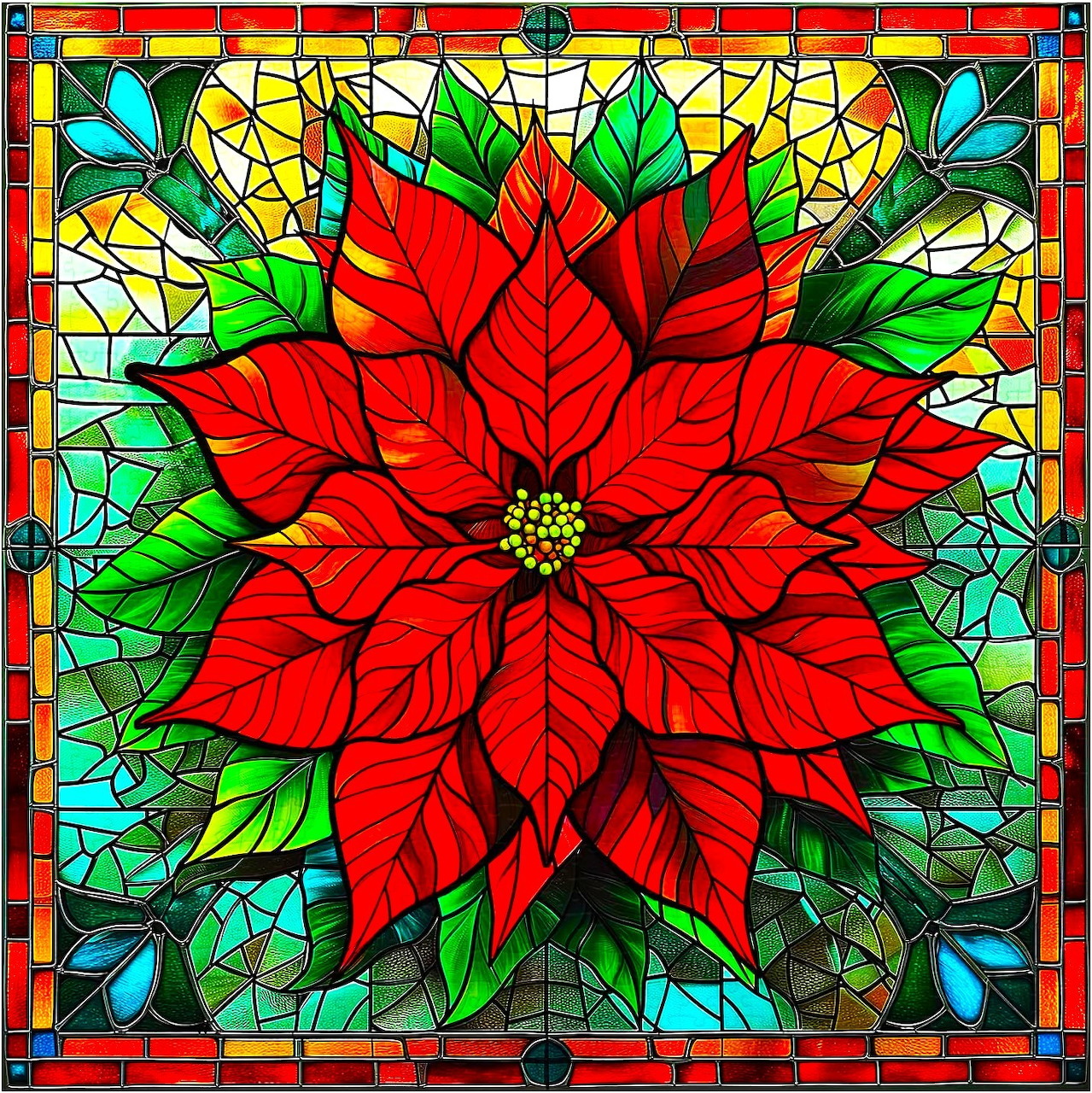 Stained Glass Poinsettia