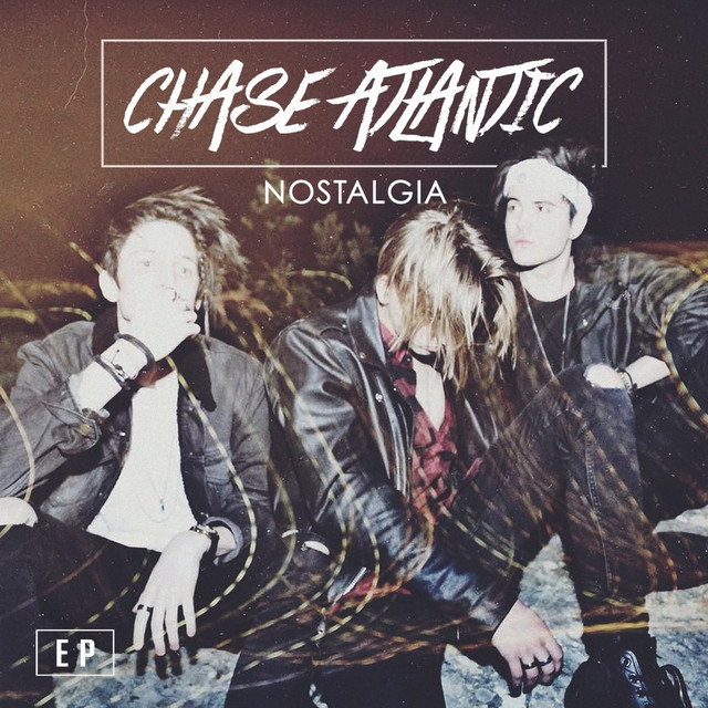 Album artwork showing three people in black leather jackets with blank white face masks