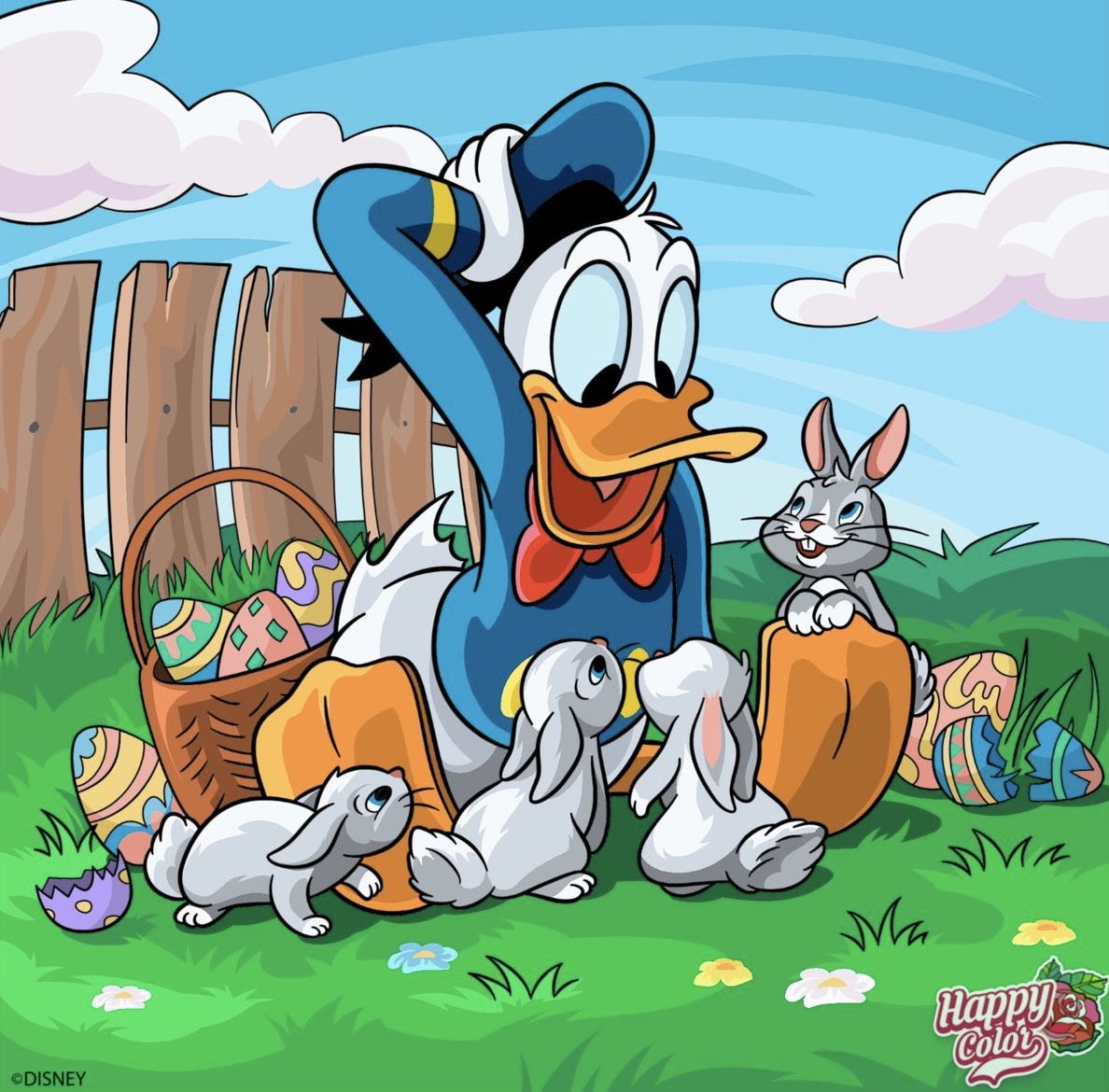 Donald Duck with Easter Bunnies