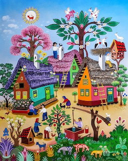 Colorful Village Summer Scene