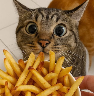 Cat with French Fries