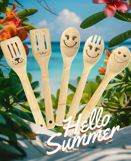 Hello Summer Wooden Utensils