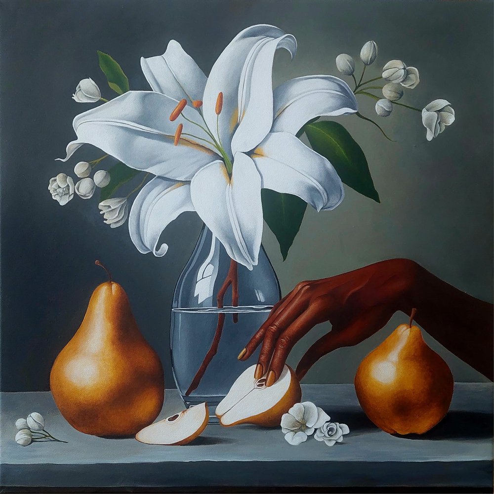 Touching Pears with Lily