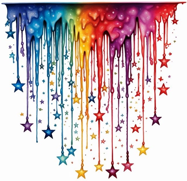 Watercolor Rainbow Stars