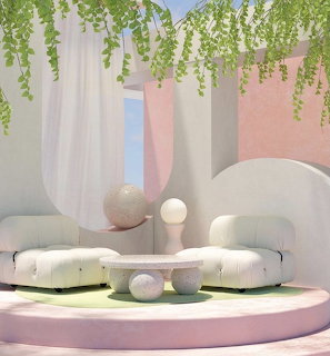 Pink Green Surreal Garden Room