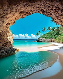 Tropical Beach Cave View