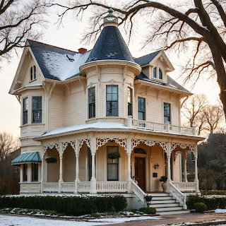 Victorian House Winter Snow
