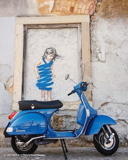 Blue Vespa Street Art