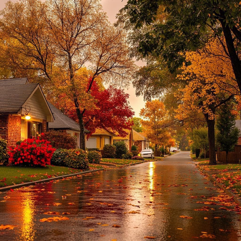 Autumn Neighborhood Street