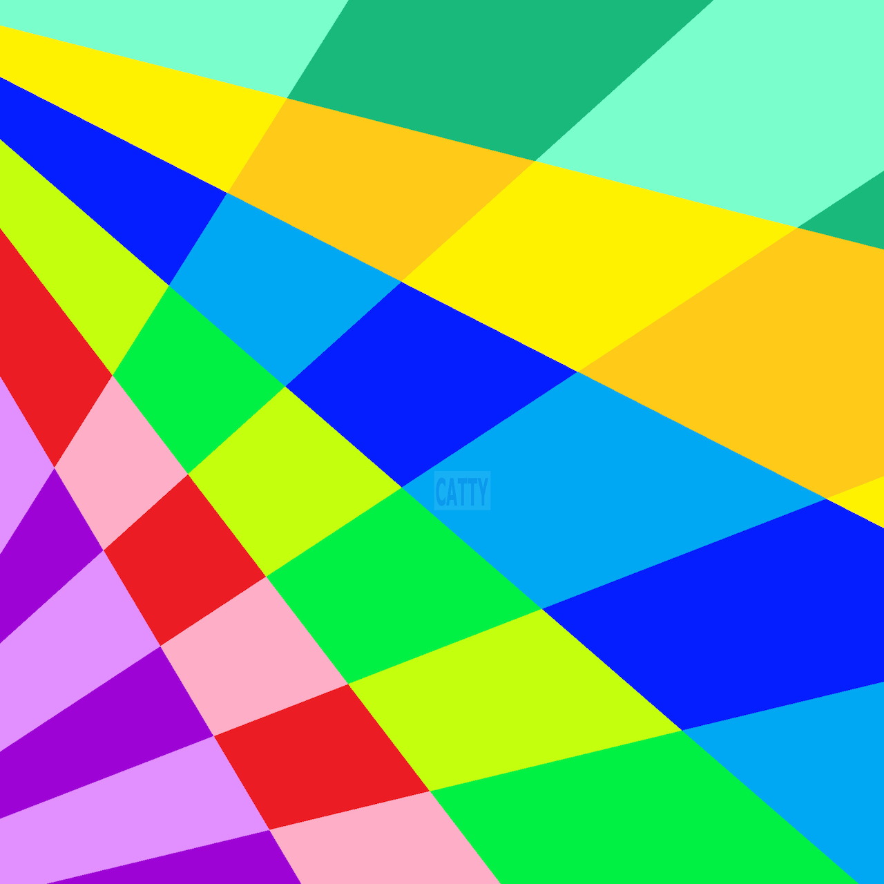 Abstract geometric pattern with colorful diagonal rays radiating from corner in rainbow hues