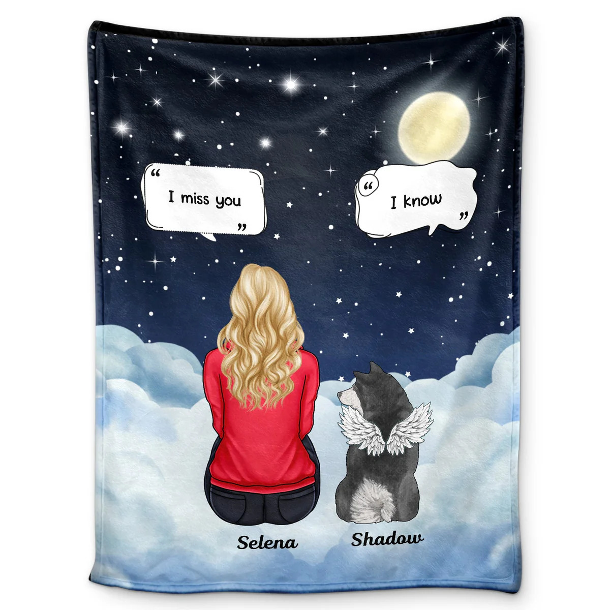 Girl and Dog Under Moon