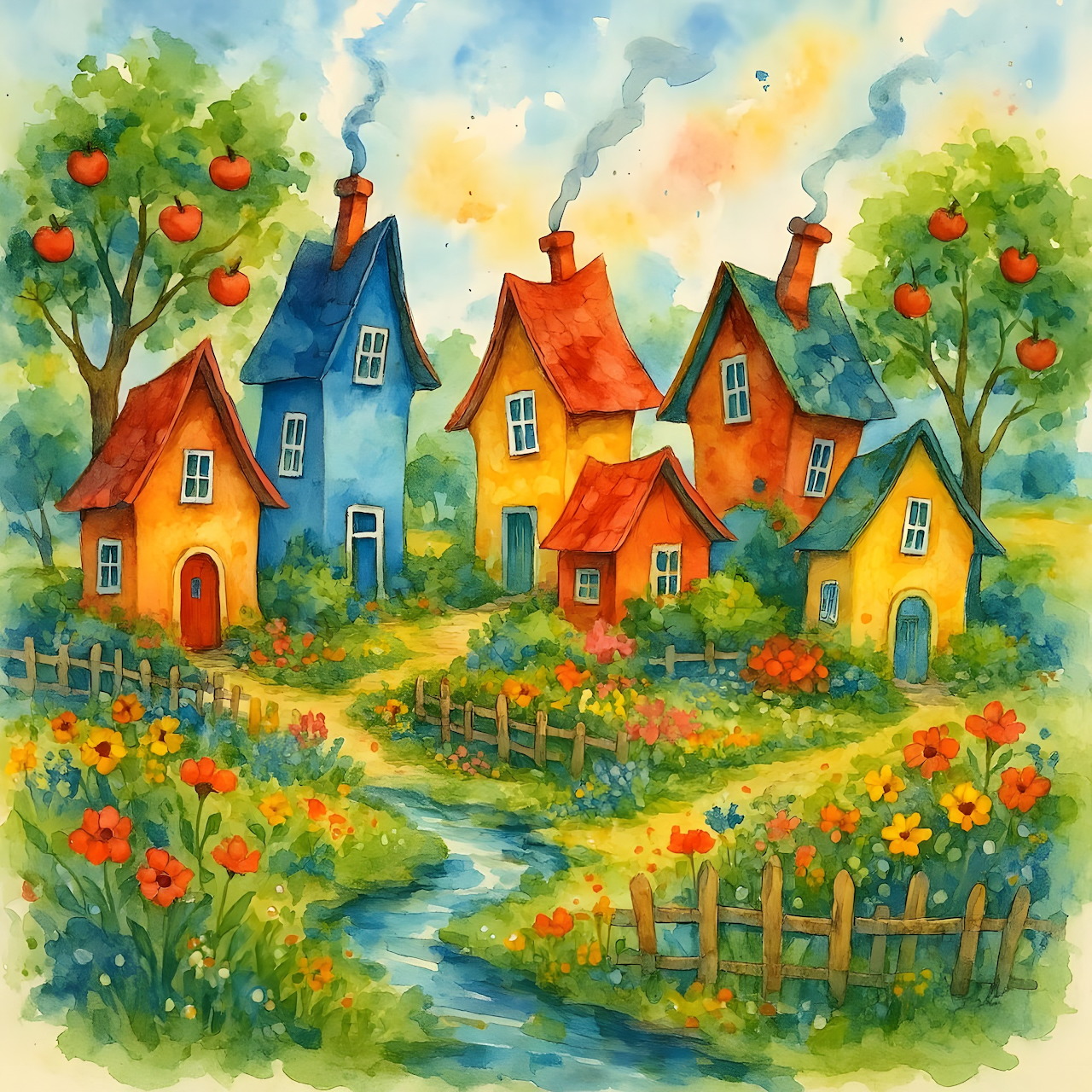 Colorful Village Houses