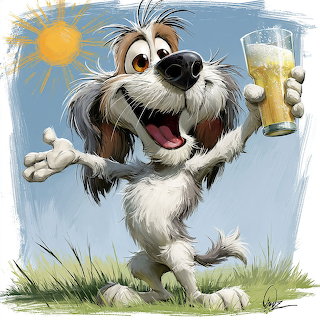 Happy Dog with Beer