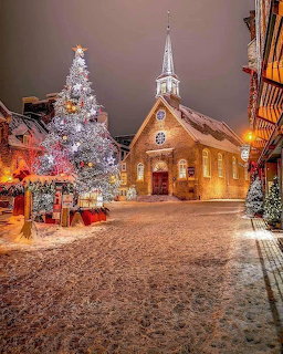 Snowy Christmas Village Church
