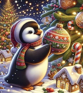 Christmas Penguin with Ornament
