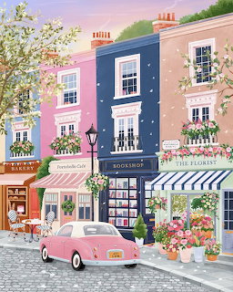 Colorful Village Street Scene
