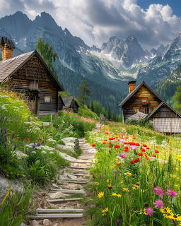 Mountain Cabins and Wildflowers