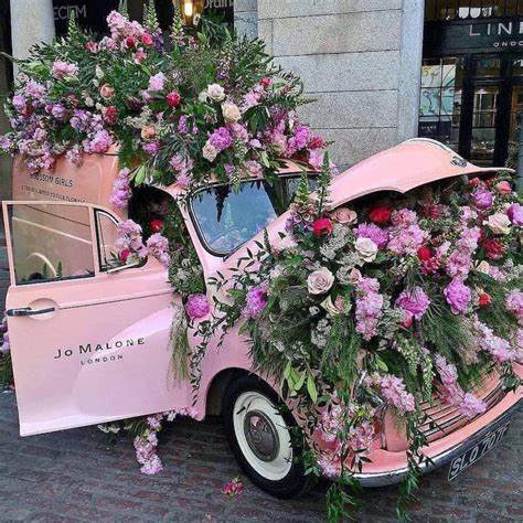 Pink Car with Flowers