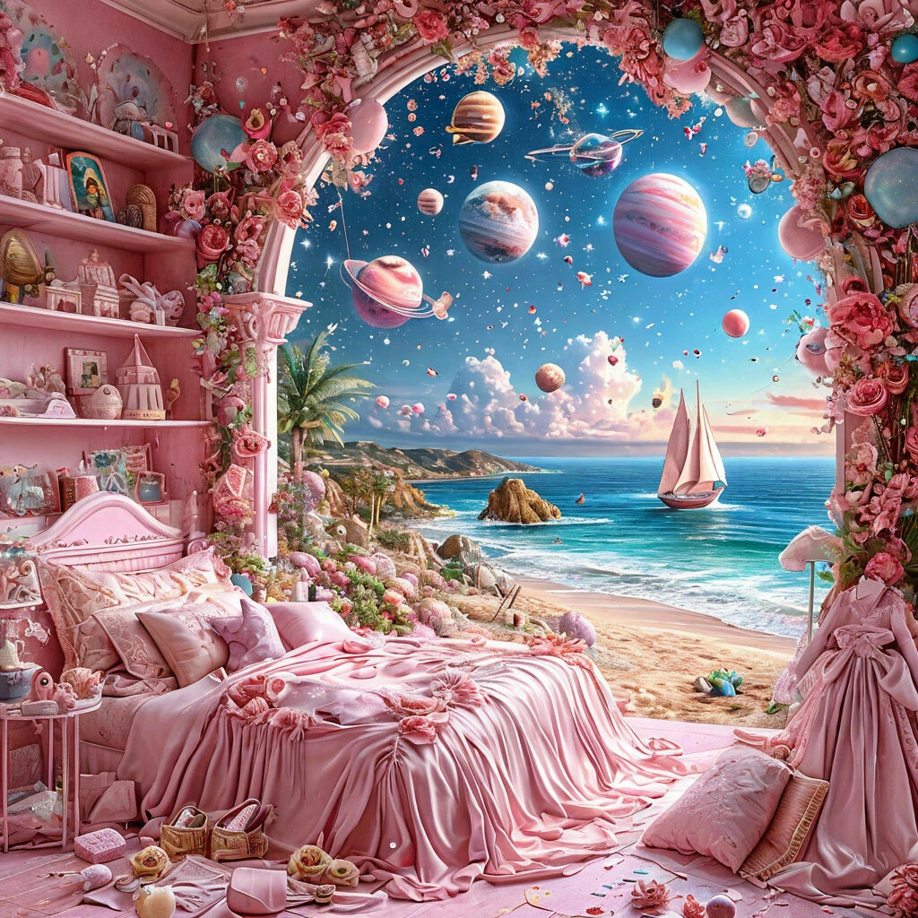 Pink Bedroom Space Portal