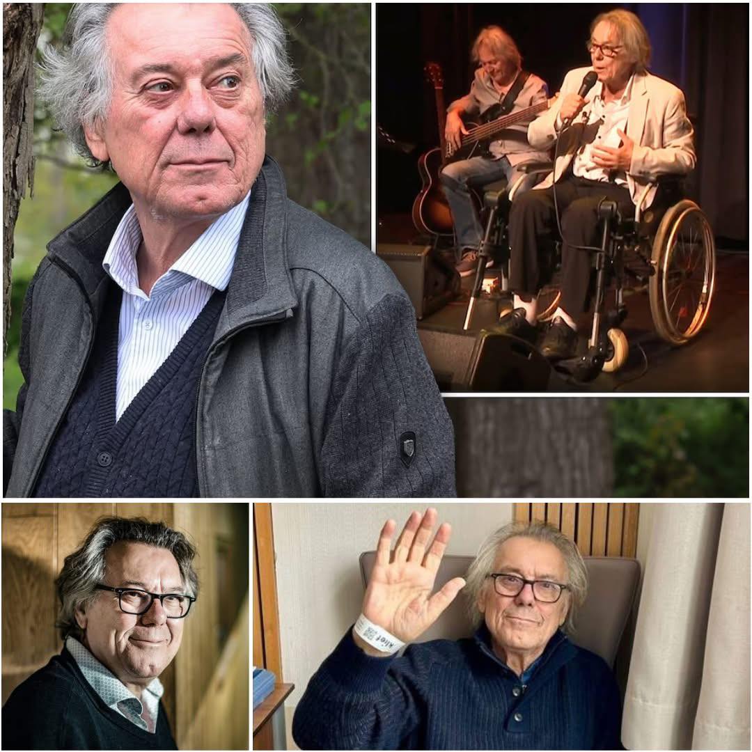 Collage of Johan Verminnen in four photos, including portraits, a stage performance, and a waving pose