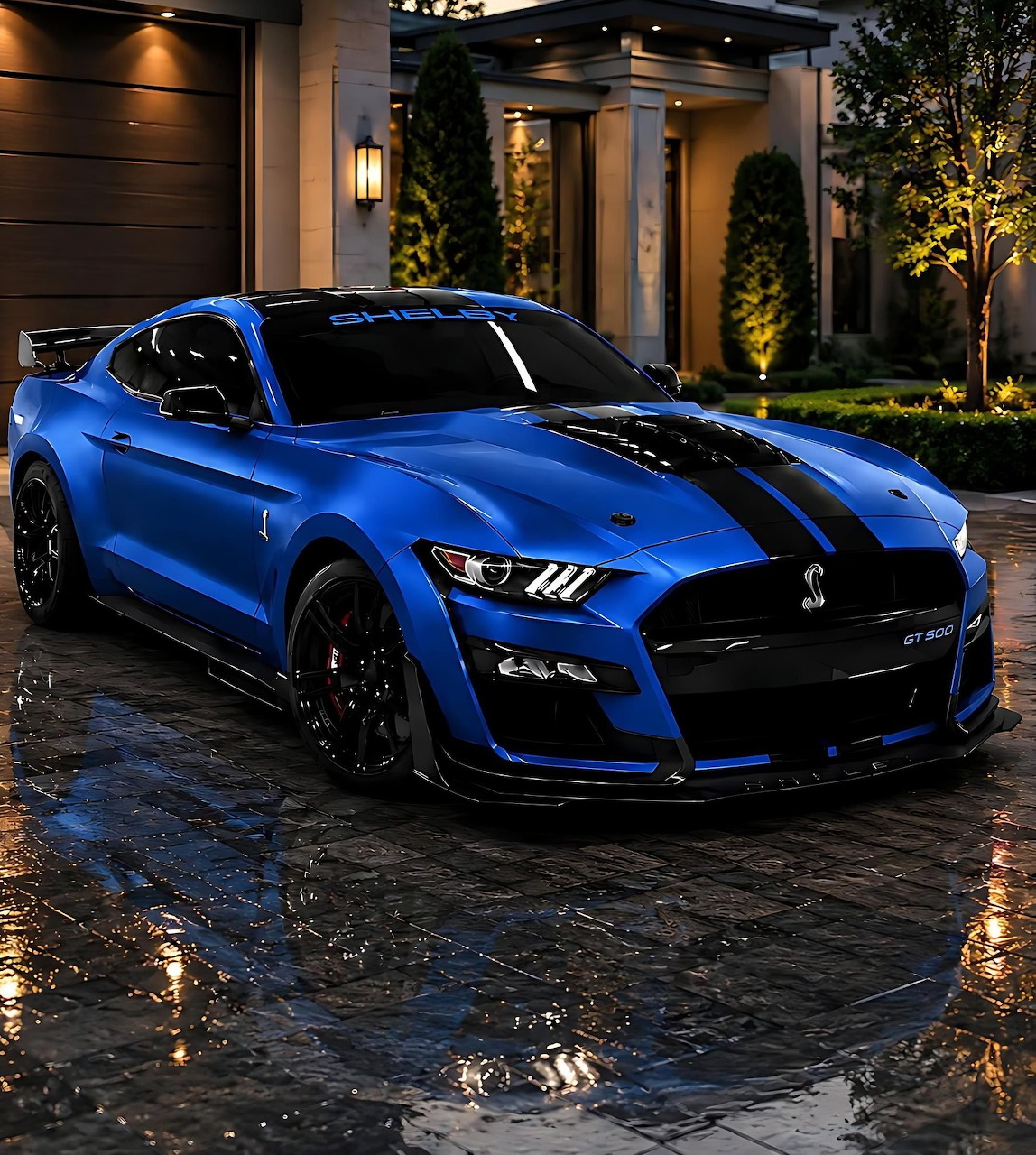 Blue Mustang Sports Car