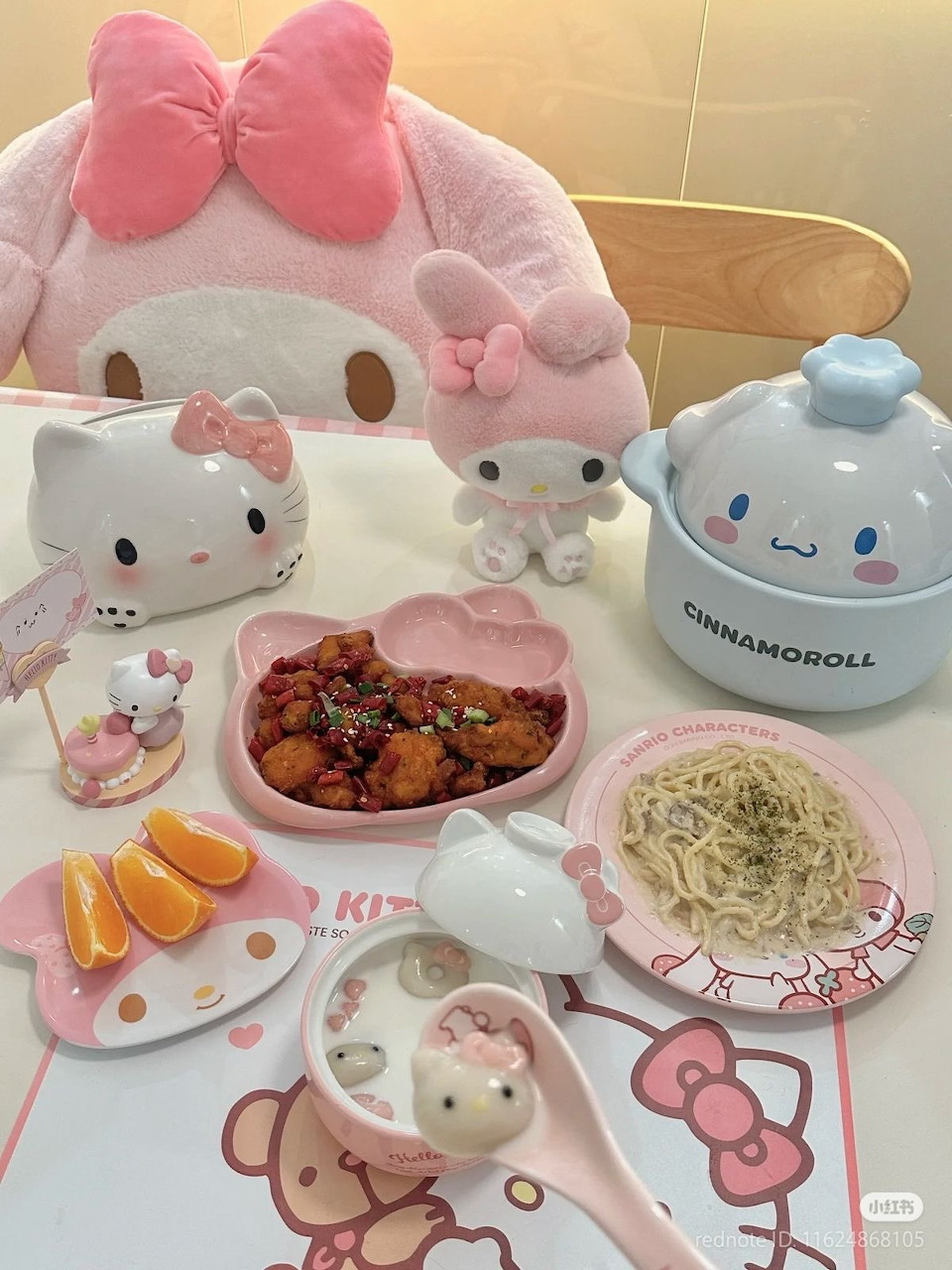 Group of Sanrio characters including Hello Kitty in pastel colors