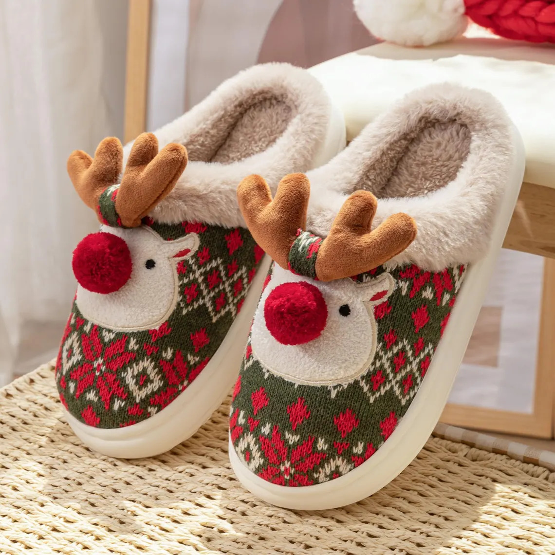 Christmas Reindeer Slippers