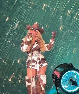 Beyoncé performing on stage during Cowboy Carter Tour in Las Vegas